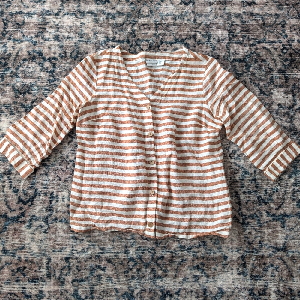Rachel Zoe linen striped top, size M